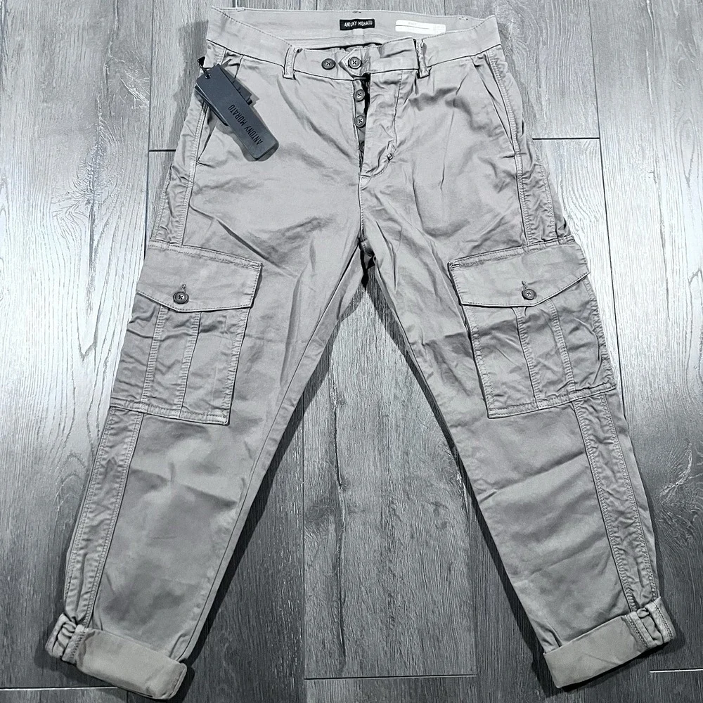 NEW Antony Morato Mens Cargo Pants 30x26 European Style Button Fly Army Green UK